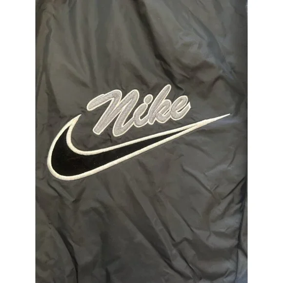 Nike Mens Hooded Windbreaker Jacket Black With White Stripes Size L